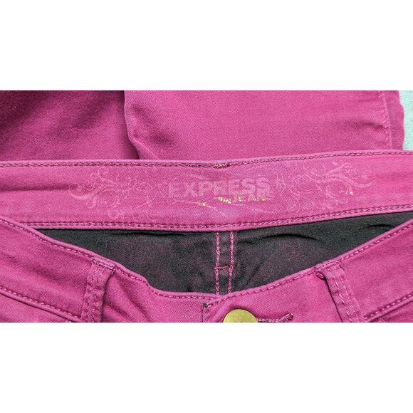 Express Stella Jean Burgundy Skinny Colored Jeans Low Rise Size 4 - Picture 4 of 5